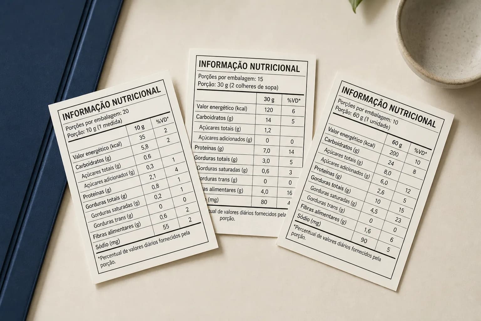 Matriz visual comparando diferentes geradores de tabela nutricional